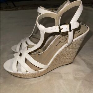 Jessica Simpson White Wedges- Size 9